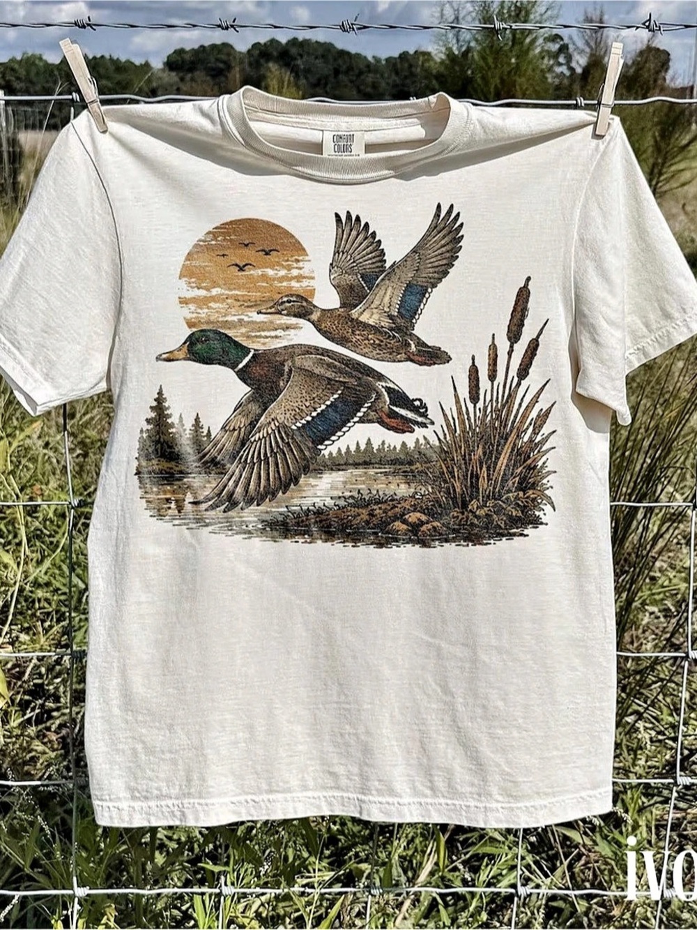 Comfort Colors Ivory Flying Mallard Duck Comfort Colors T-Shirt Graphic Tee